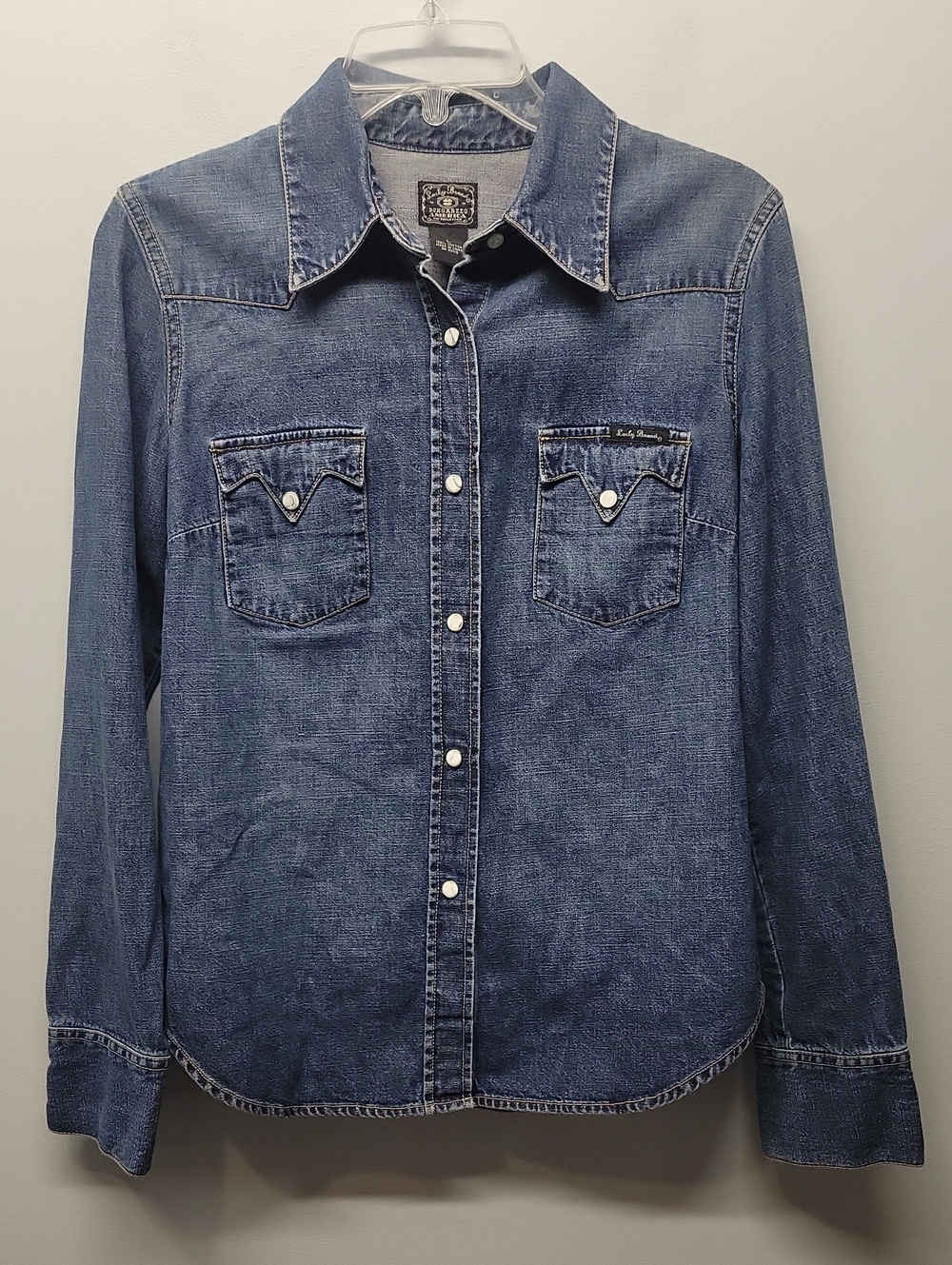 Vintage Lucky Brand Dungaree Western snap denim shirt size Large